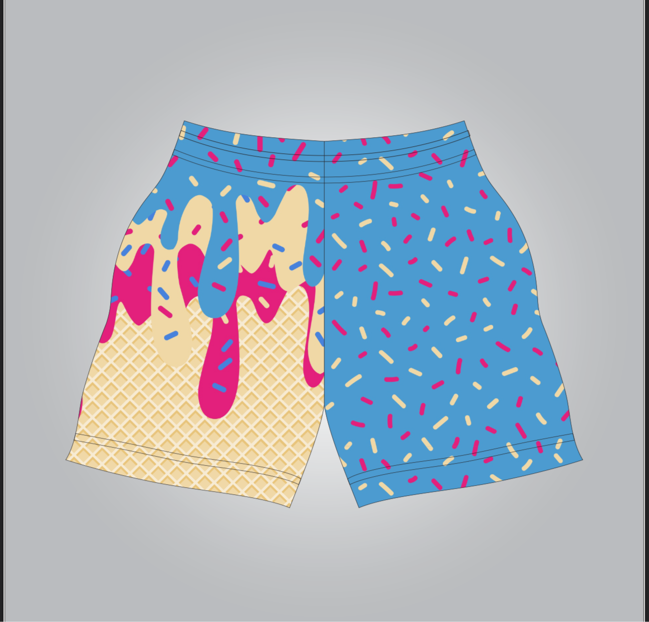 Adult blue-tan-pink drip shorts