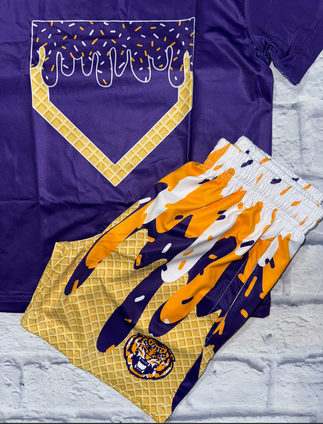 Purple baseball drip shirt- youth