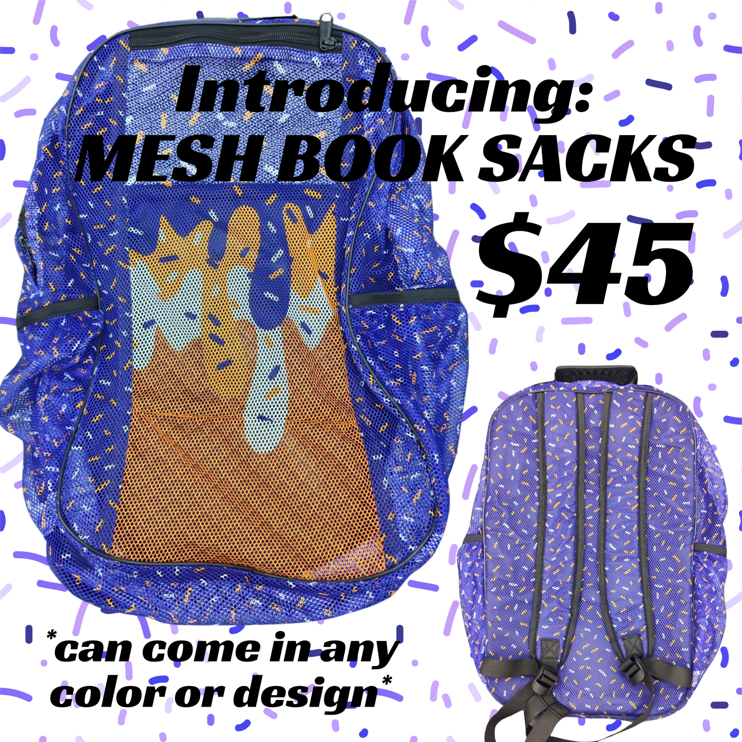 Purple MESH book sack
