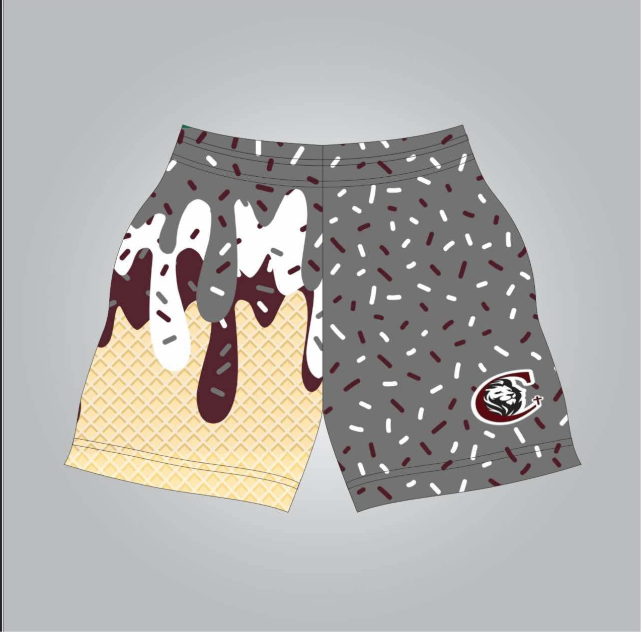 CCA gray drip shorts- youth