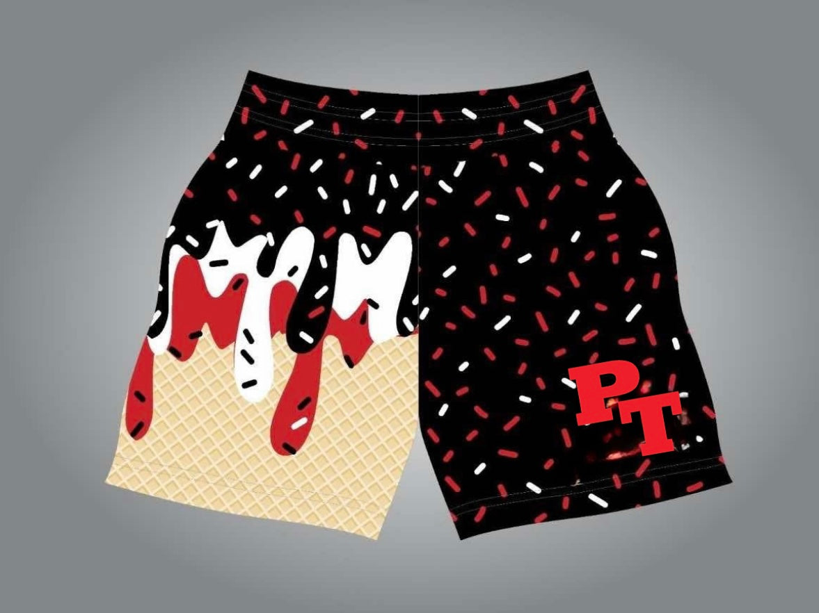 PT black drip shorts- adult