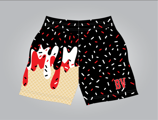 Adult BV black drip shorts