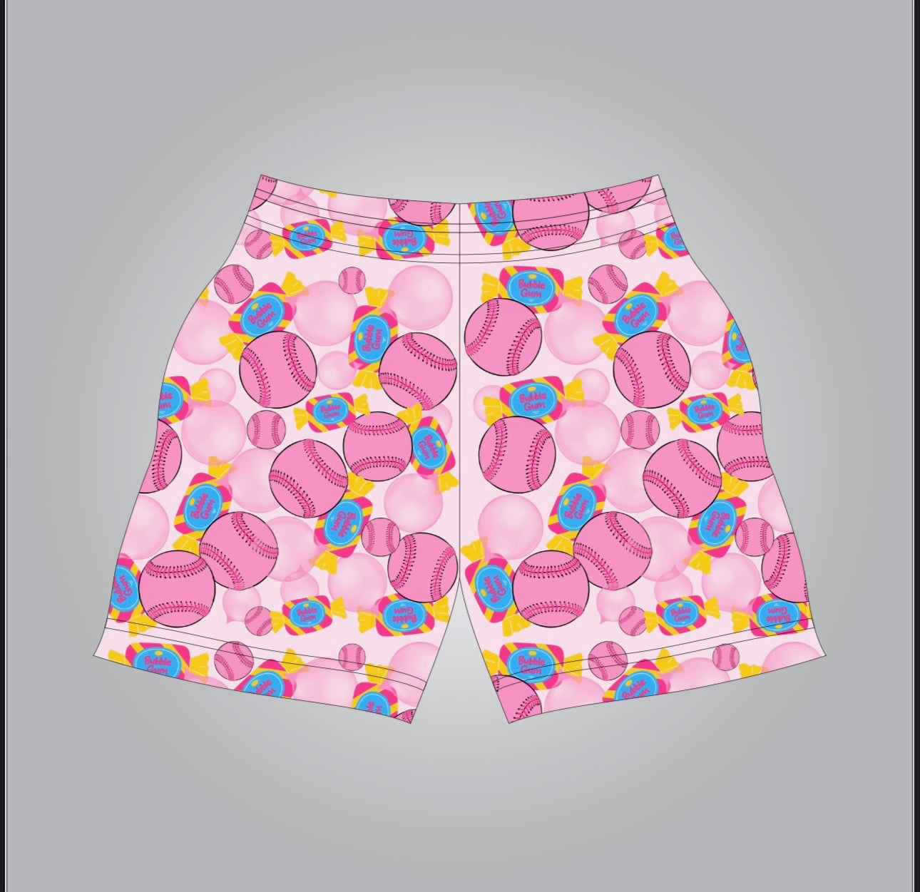 Bubble game baseball shorts- youth