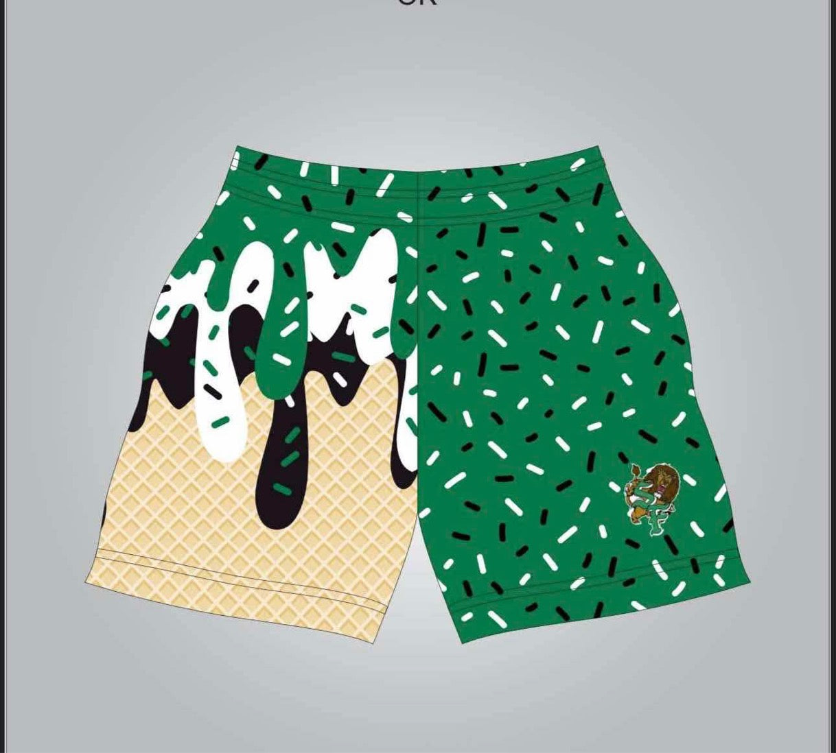 SF lion logo green drip shorts- youth