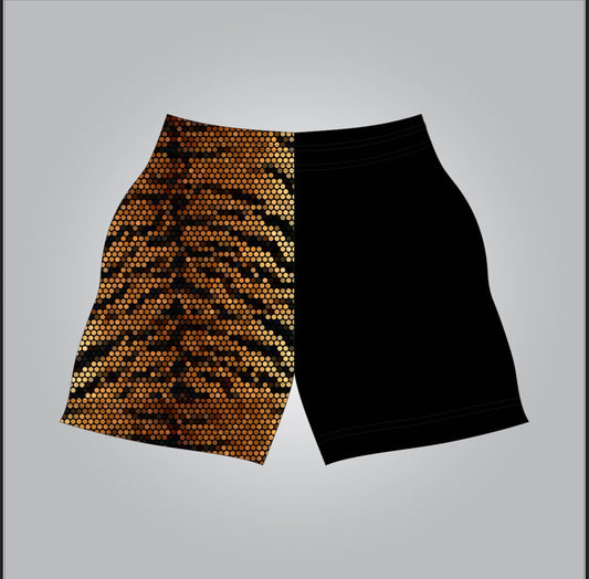 Brown tiger print shorts- adult