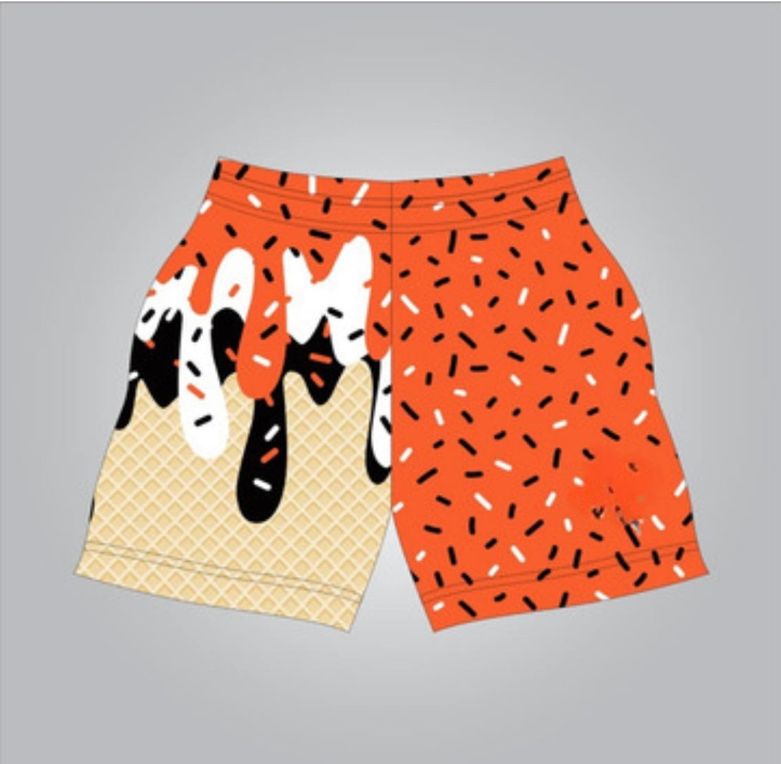 Orange-white-black drip shorts, youth