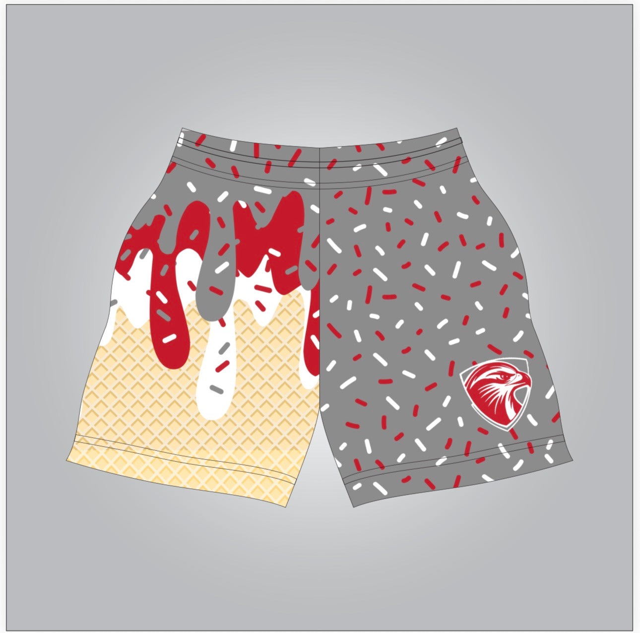 Gray Redhawk drip shorts- youth