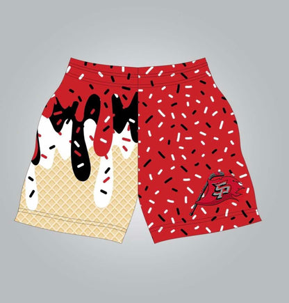 SP red drip shorts- adult