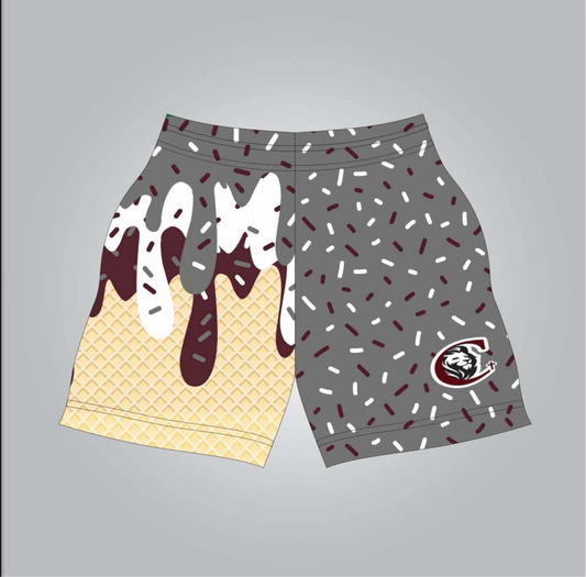 CCA gray drip shorts- adult