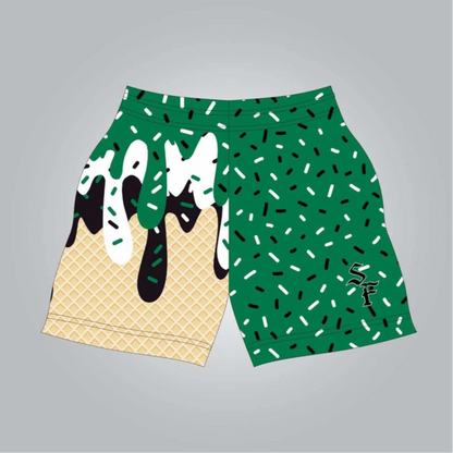 SF logo green drip shorts- youth
