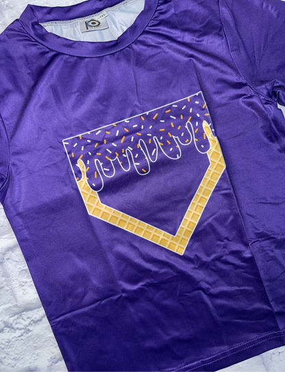 Purple baseball drip shirt- youth