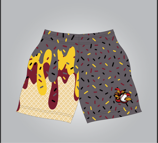 Adult gray drip shorts