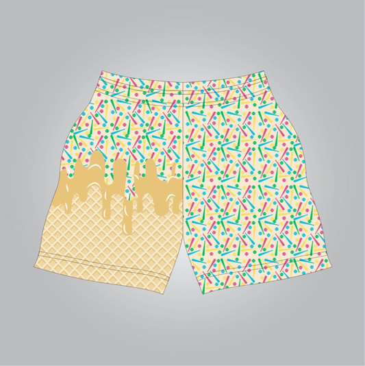 Colorful drip athletic shorts- adult