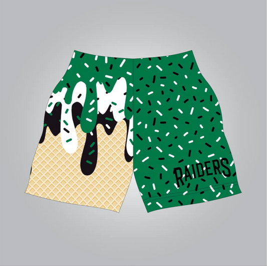 Raiders green drip shorts- adult