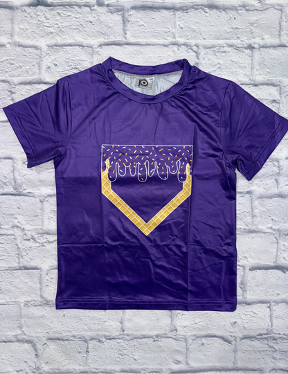 Purple baseball drip shirt- youth