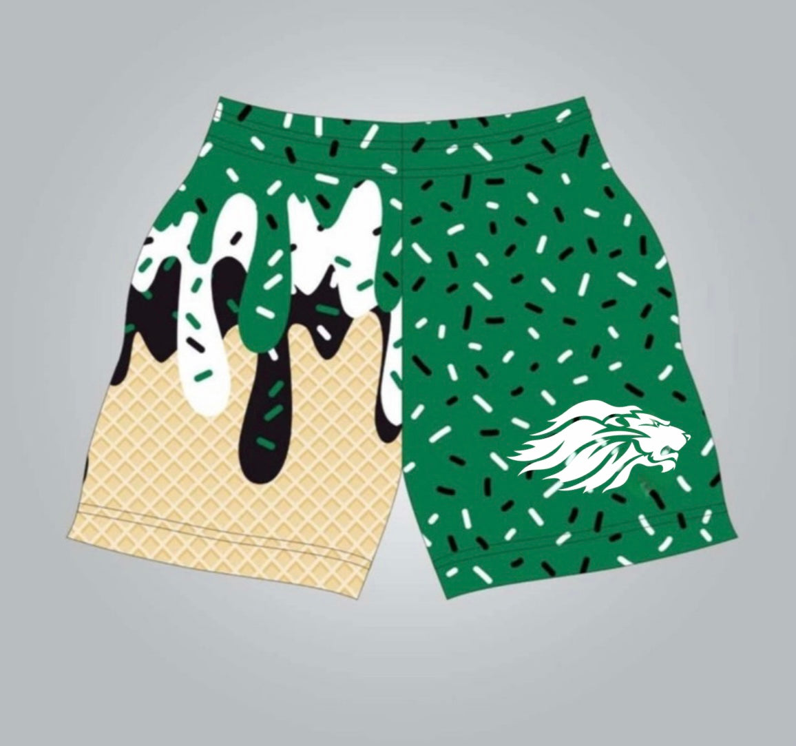 SF white lion, green shorts- adult